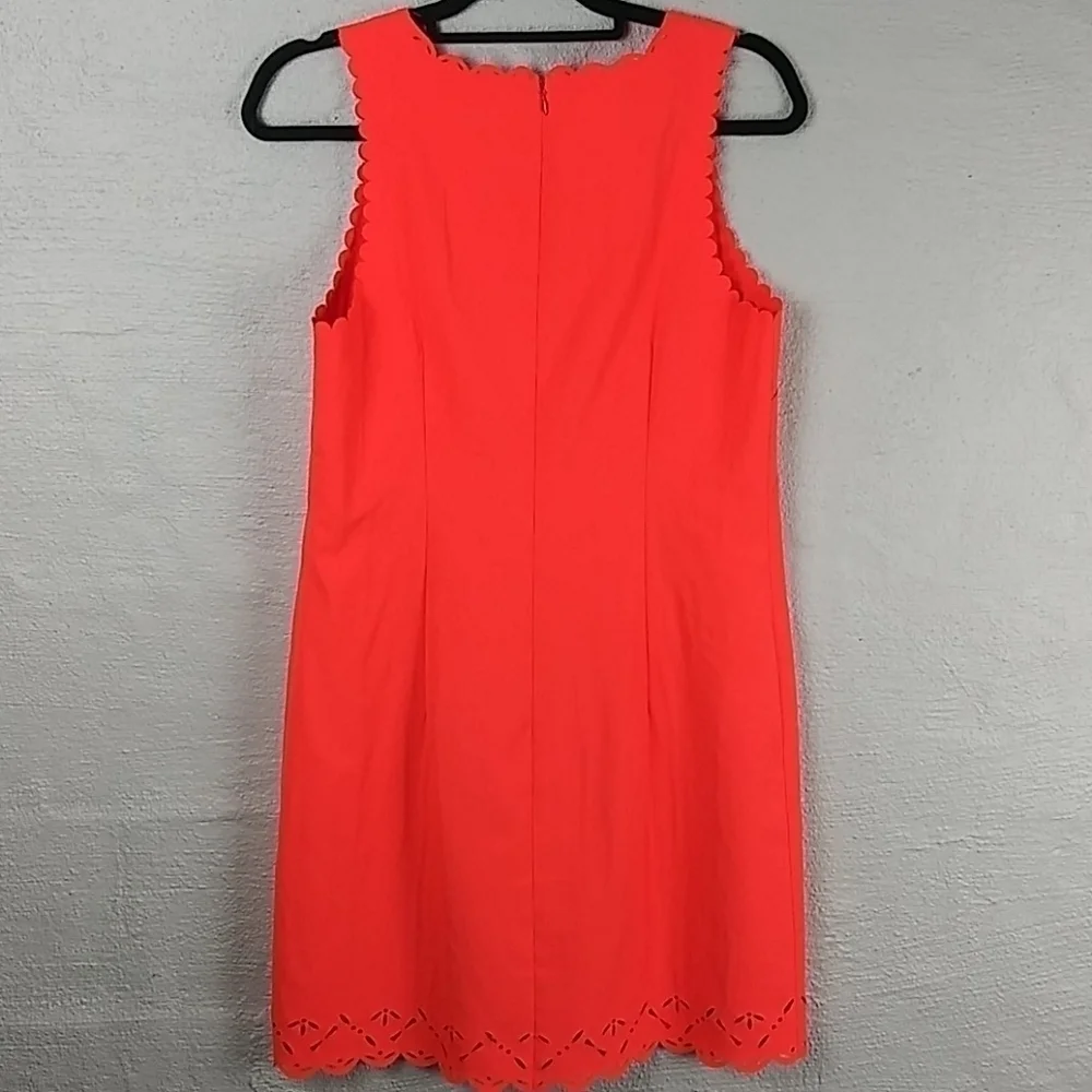 J. Crew Orange Round Neckline Sleeveless Lazer Cut Out Knee Length Shift Dress